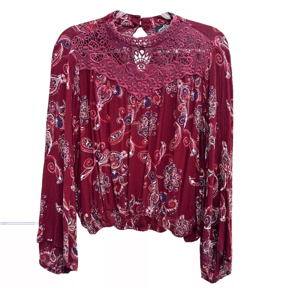 Elegant Burgundy Paisley Women's Top